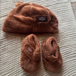 UGG Tan Baby Hat and Booties Set
